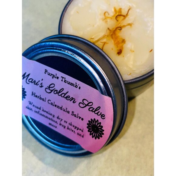 Herbal Calendula Salve (Mari's‎ Golden Salve) 2oz Tin - Picture 3 of 6